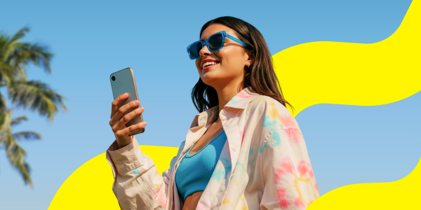 A traveler uses a phone while connected abroad.